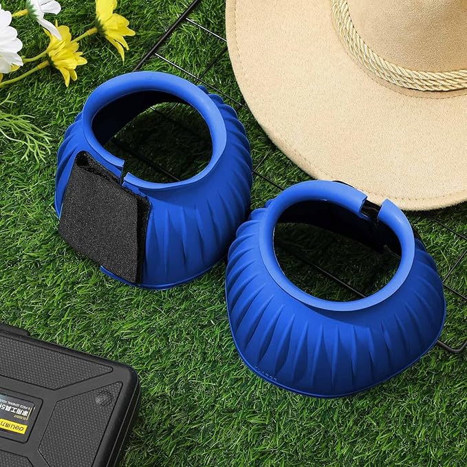 Abbylike Horse Bell Boots Protect Against Hoof Impact Trauma Rubber Bell Boots Horse Care for Turnout No Rub Design Comfort Quick Wrap Hook and Loop