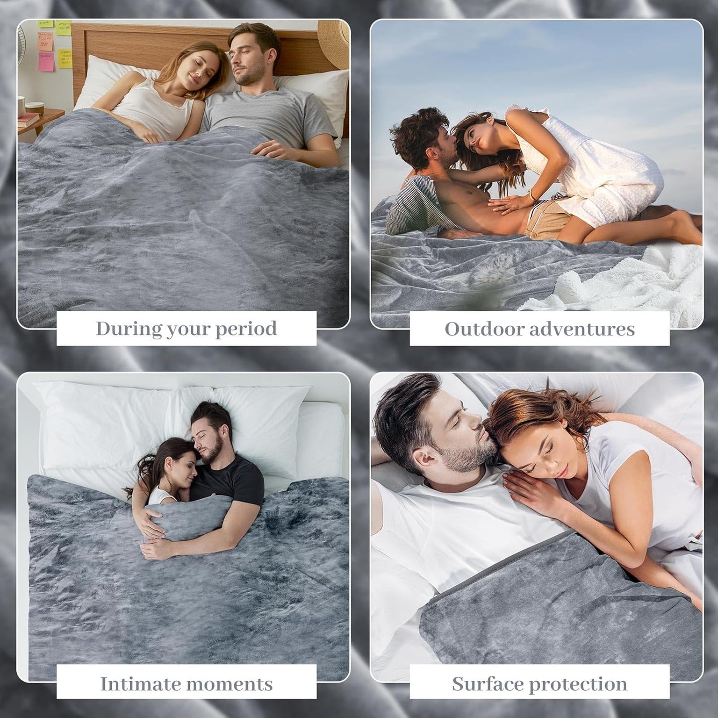 Love Gray Waterproof Bed Blanket, Queen Size 80'' x 80'' Double Side Leakproof Reversible Sherpa Flannel Fleece 3 Layer Lightweight Blanket, Absorbs 70oz