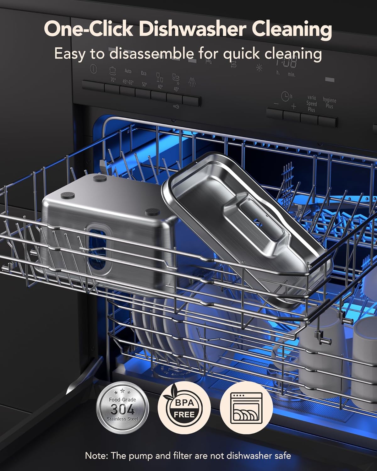 Dog Water Fountain for Large Dogs Stainless Steel Dog Water Fountain 2 Gal Cats & Pets Automatic Pet Water Fountain with Large Drinking Area Ultra-Quiet Pump Water Fountain Dog Bowl with Filters