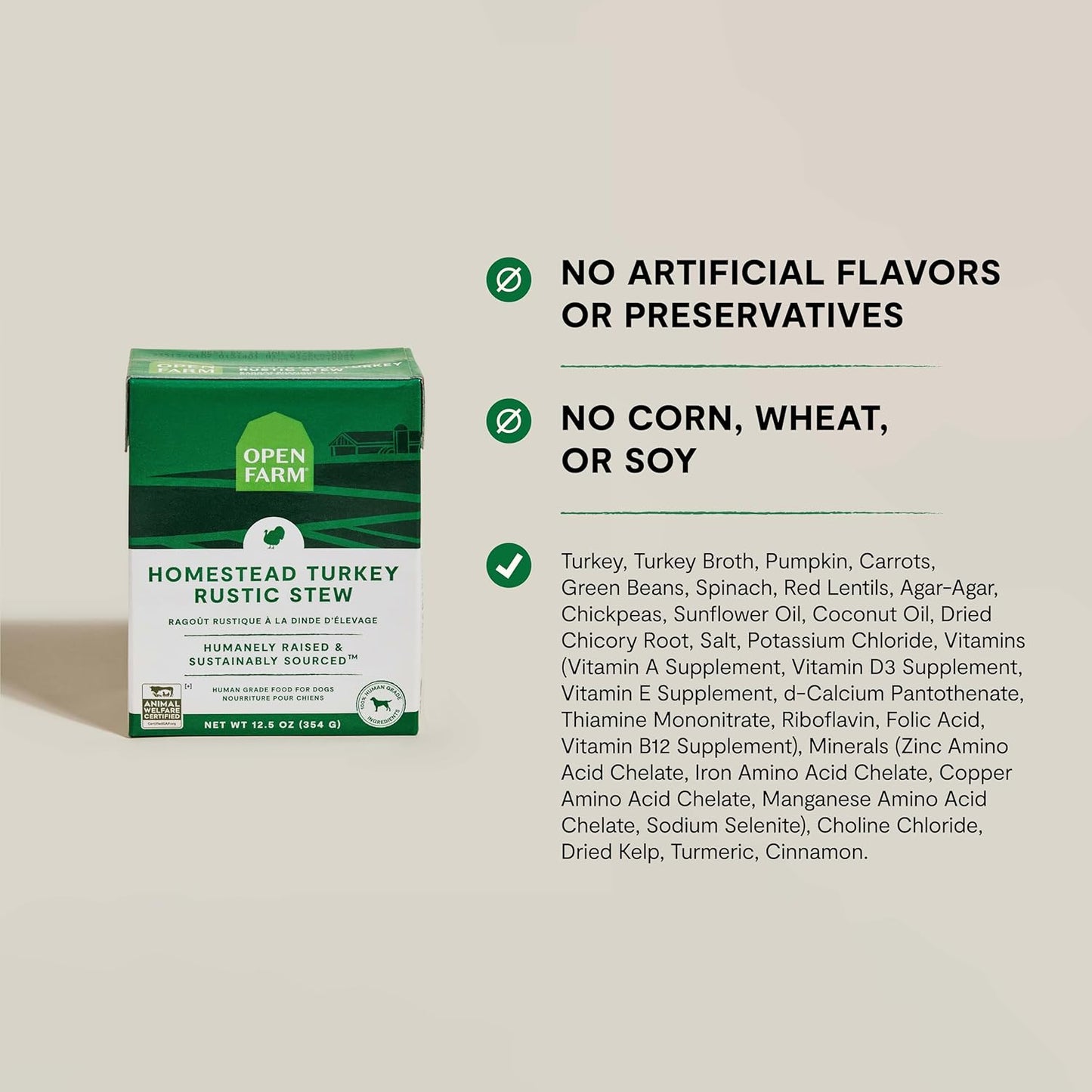 Open Farm Rustic Stews Wet Dog Food, Grain-Free, Complete & Balanced with Human-Grade Ingredients, Humanely-Raised Meat & Bone Broth, Homestead Turkey Recipe, 12.5oz Packs (Case of 12)