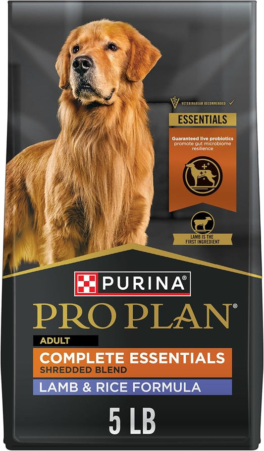 Purina Pro Plan Complete Essentials Shredded Blend Lamb and Rice High Protein Dog Food with Probiotics for Dogs - 5 lb. Bag