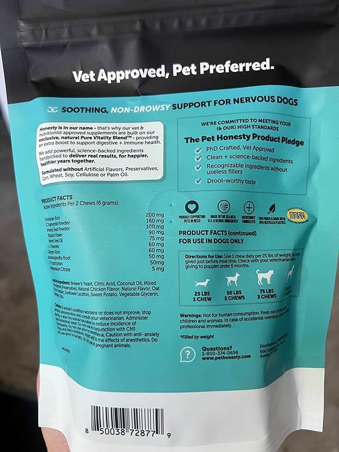 Pet Honesty Calming Fresh Sticks for Dogs – Dental Chews to Support Relaxed Behavior, Oral Health, and Fresh Breath – (30 ct)