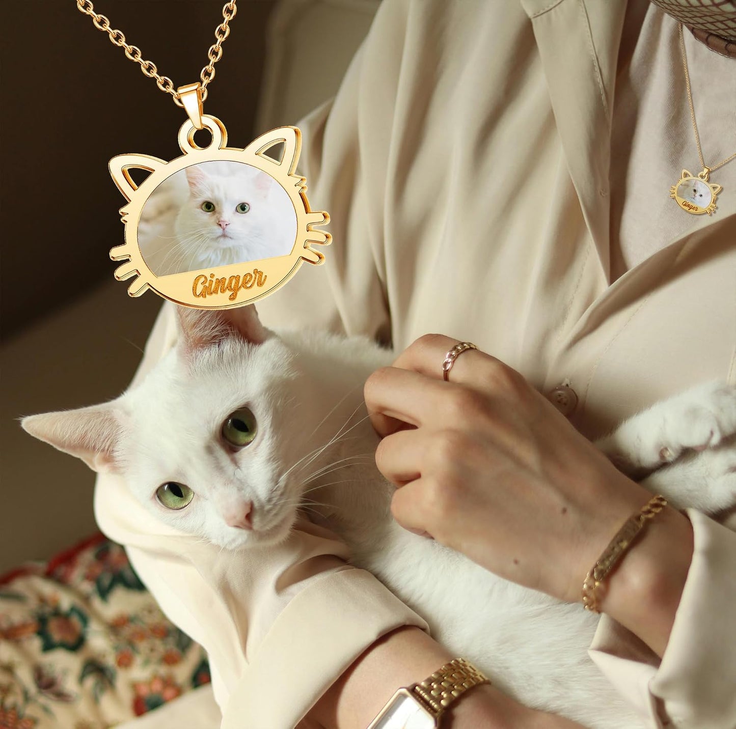 CharmSStory Personalized Photo Necklaces Custom Engraved Name Necklace Memory Keepsake Picture Necklace Pendant Customized Gifts for Women Men