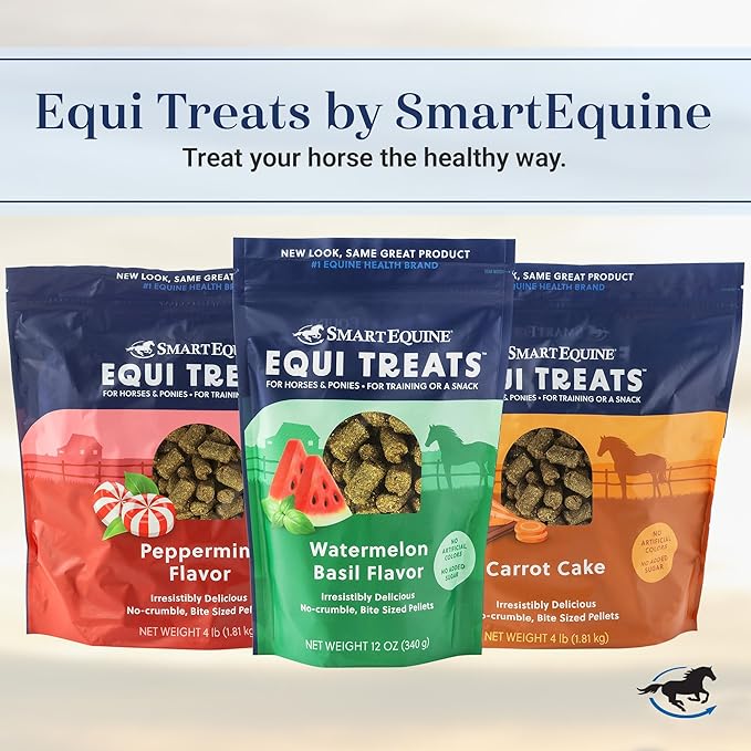 SmartEquine Equi Treats | Made with Beet Pulp & Alfalfa | High-Fiber Horse Treats | Low ESC & Starch | Bite-Sized | No Added Sugar | Banana Bread Flavor Cookies for Horses, 4 lb Bag