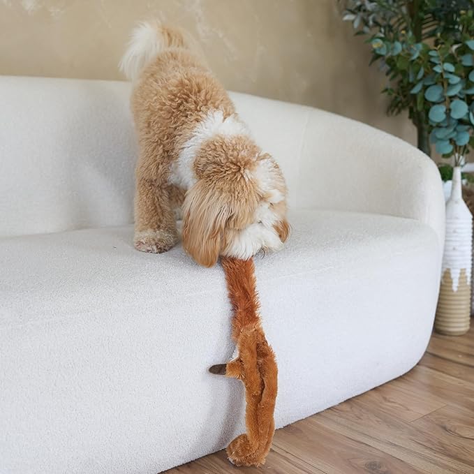 SPOT Skinneeez Squirrel 23-Inch Stuffing-Free Plush Dog Toy – Realistic Design with 2 Squeakers – Durable, Soft Polyester for Medium & Large Dogs – Tug, Fetch & Shake Play – for Moderate Chewers