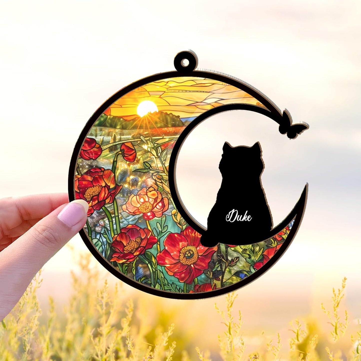 Personalized Cat Memorial Suncatcher – Custom Loss of Cat Sympathy Gift, Gift for Cat Lovers, Pet Remembrance Keepsake