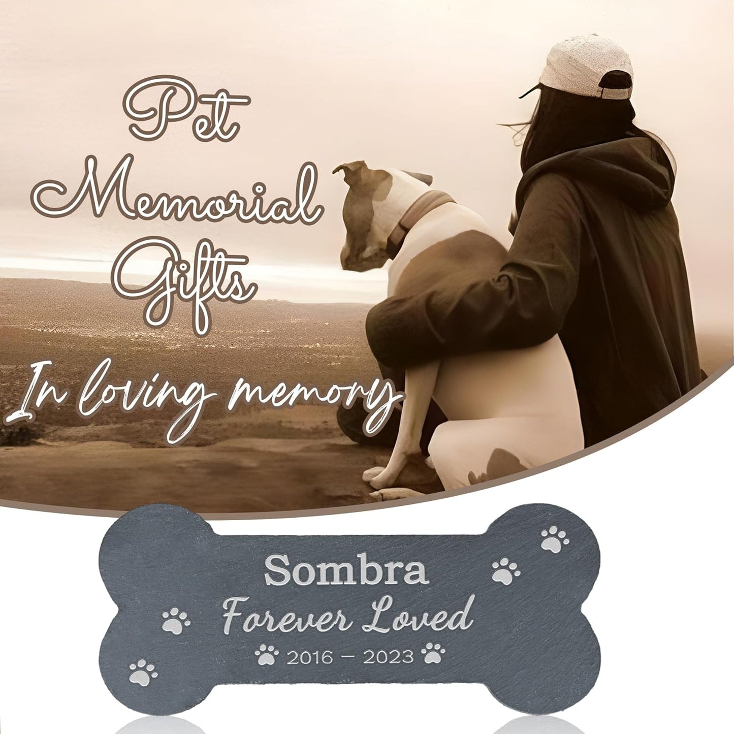 Pet Memorial Gift, Pet Memorial Stone, Dog Memorial Gifts for Loss of Dog, Pet Loss Sympathy Gift, Pet Remembrance Gifts, in Memory of Dog Cat - Forever Loved Bone