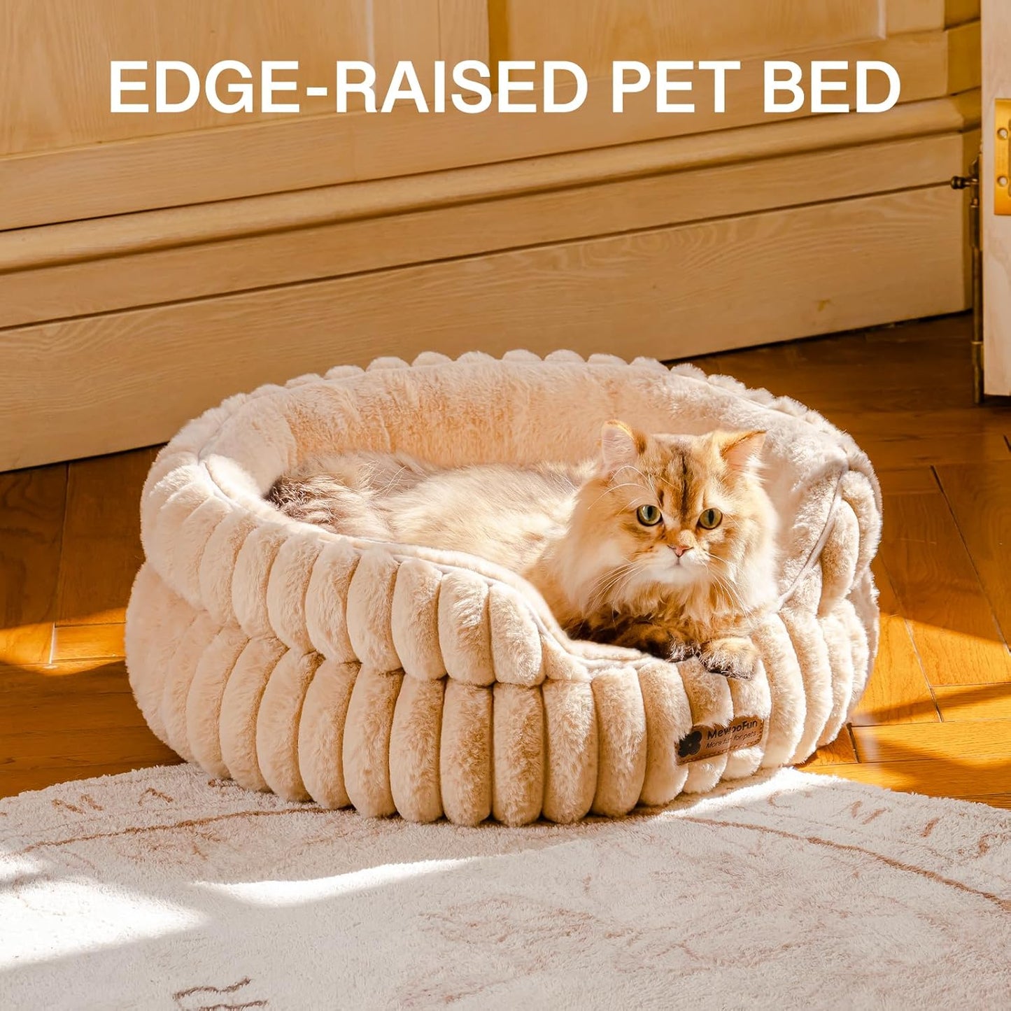 MEWOOFUN Dog Bed for Medium Dogs, Washable Large Cat Beds for Indoor Cats, Donut Pet Bed for Dogs and Cats with Anti-Slip Bottom (Camel, 27"x27"x10")