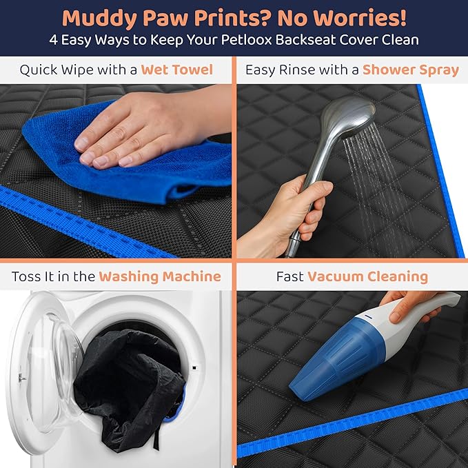 XL Dog Car Seat Cover for Back Seat, Waterproof Hammock for Car, SUV & Truck, Non-Slip Backseat Cover for Dogs, Heavy-Duty Dog Hammock Style Seat Protector Pets, Easy to Install & Clean