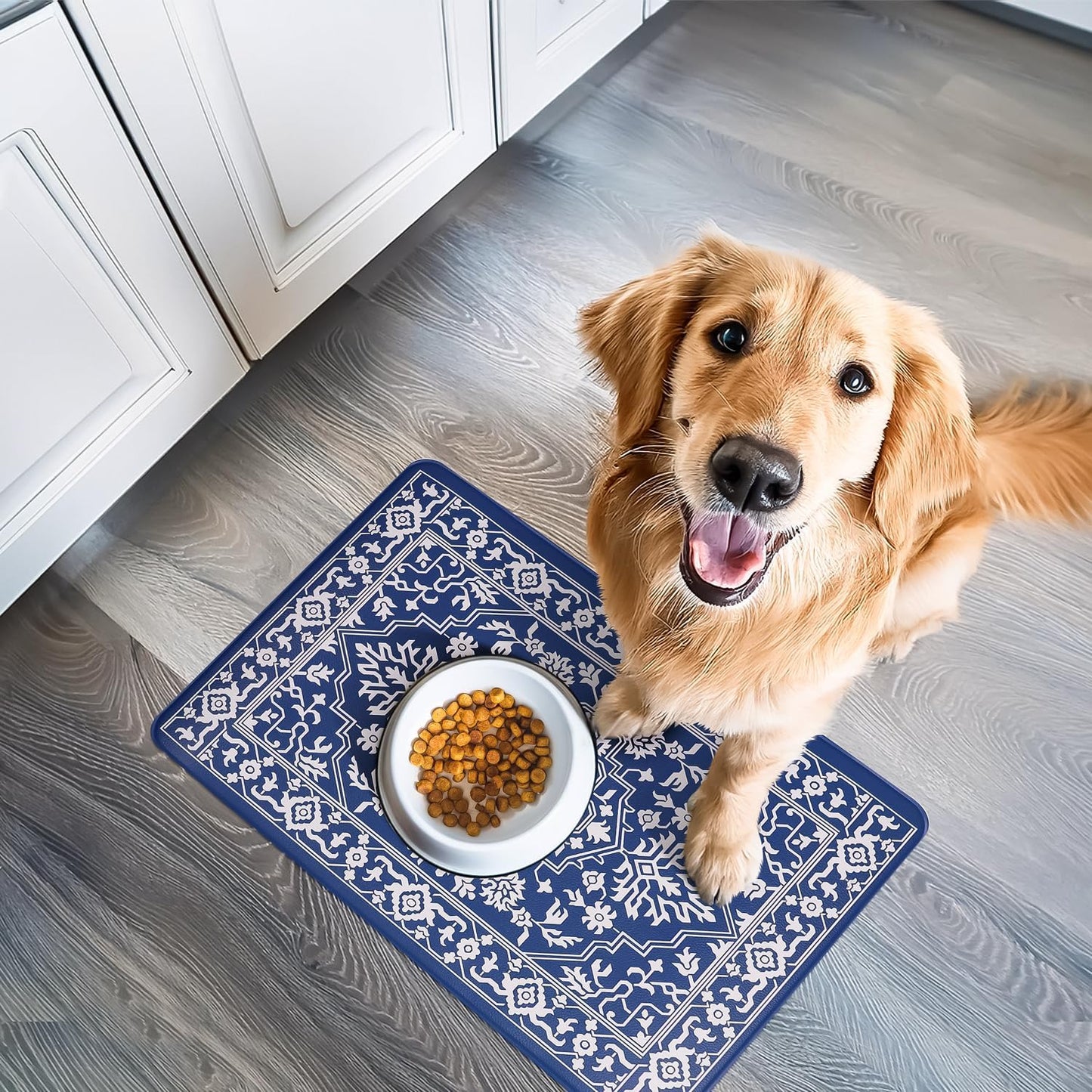 NALALAS Large Dog Mat for Food and Water, Cat Feeding Mat | Large Waterproof Dog Bowl Mat | Non-Slip Pet Food Mat for Floors | Pet Mats for Food and Water | Easy to Clean