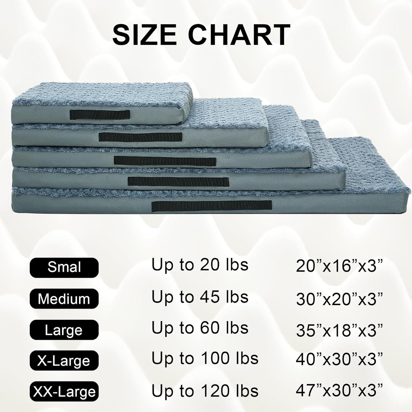 Orthopedic Dog Beds for Crate with Removable Washable Cover Egg-Crate Foam Pet Pad Mat with Anti-Slip Bottom,Waterproof Dog Beds Small Medium Sized,35x18 Inch