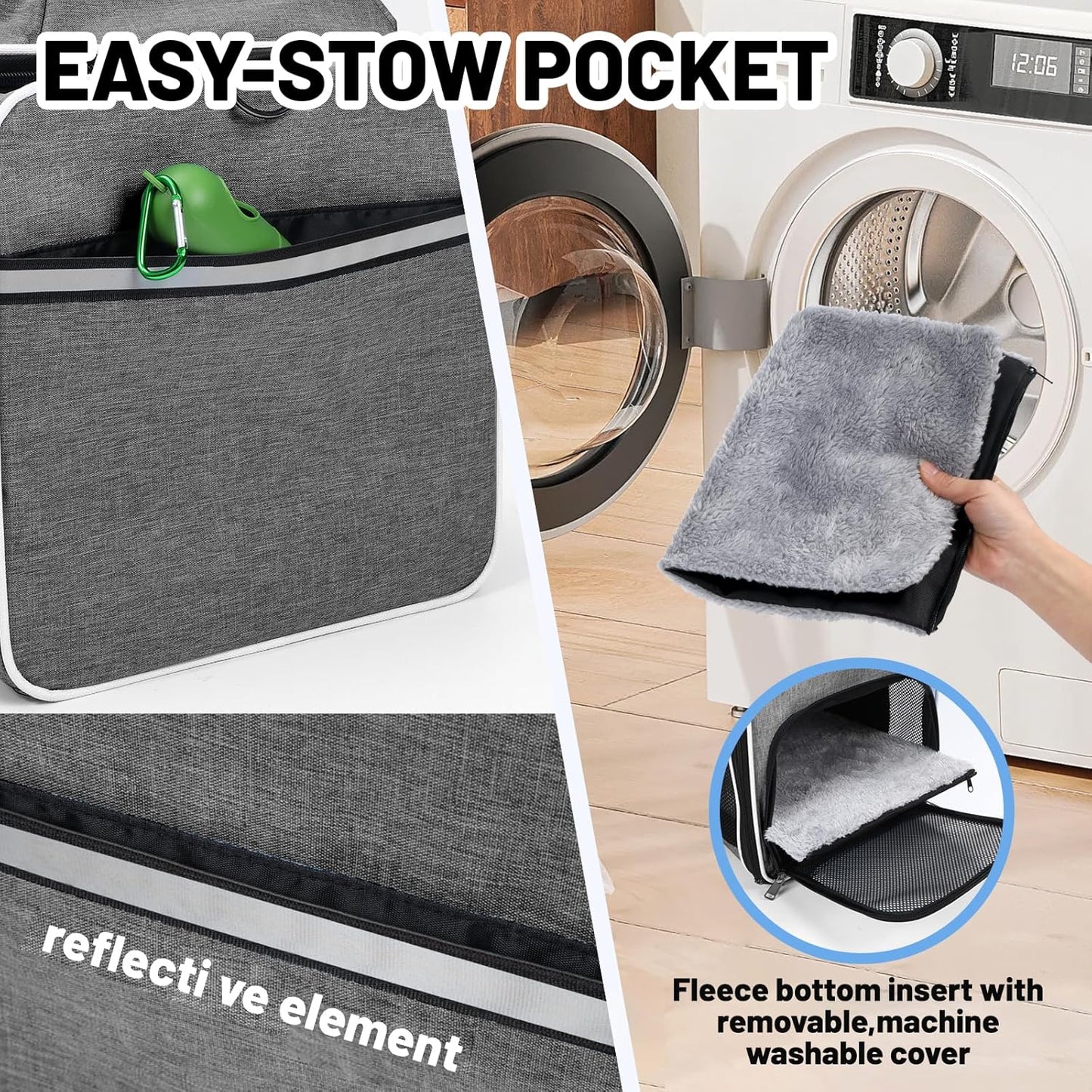 Cat Carrier Top-Expandable 18x11x11, United Delta American Airline Approved Dog Carrier, Soft-Sided Pet Carry Bag Under-Seat in Cabin, Puppy Airplane Travel Crate TSA Plane Kitten Cage Grey