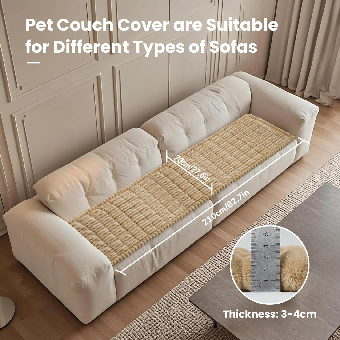 Dog Couch Cover Protector, Non-Slip Couch Covers for Dogs, Durable Pet Couch Covers for Sofa, Fuzzy Dog Blanket for Couch Bed Furniture Sofa, Washable & Pet Friendly