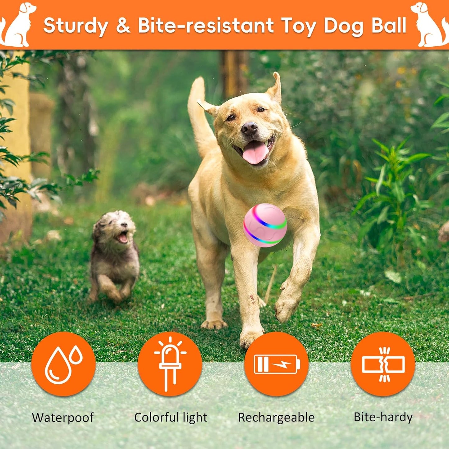 Interactive Dog Toy, Smart Interactive Dog Ball Remote Control, Automatic Moving, Bouncing, Vibrating Pet Toys for Medium Large Dogs, Safe Material, Rechargeable and Waterproof