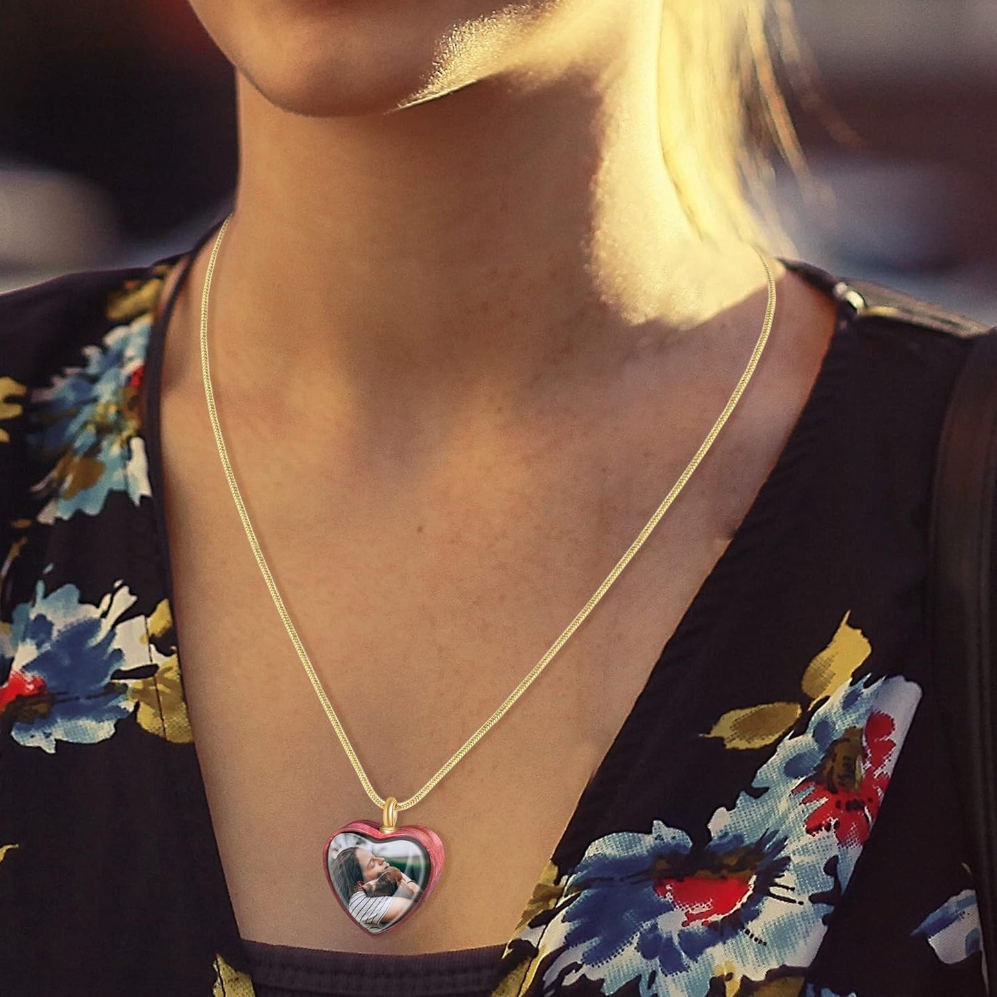 Farfume Personalized Pet Urn Necklace for Dog Cat Ashes Cremation Pet Memorial Customized Photo Text Engraving Pendant Keepsake Funeral Jewelry