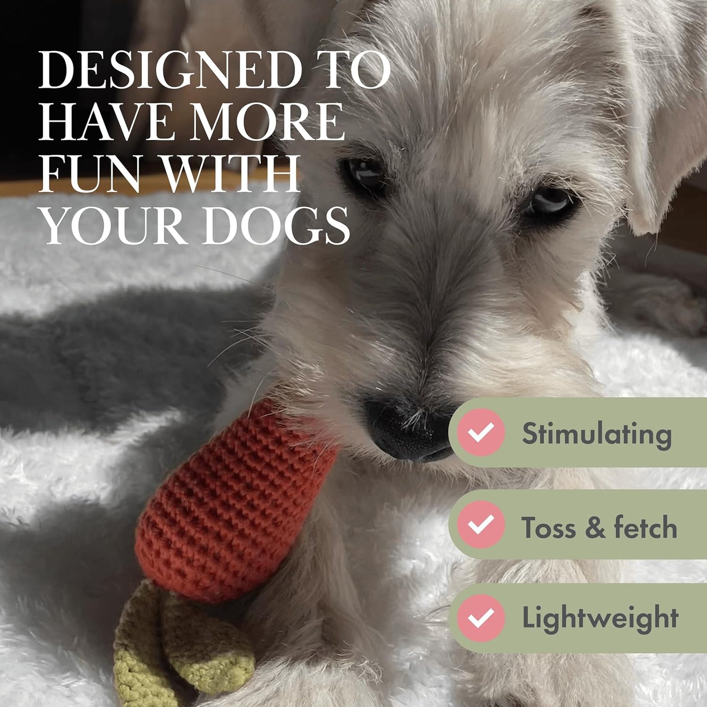 Organic Cotton Squeaky Dog Toys Fruits & Veggies Dog Toy Pack - Handmade Knit Dog Accessories, for Small Medium Dogs, Puppy Essentials and Puppy Toys Perfect Dog Gift