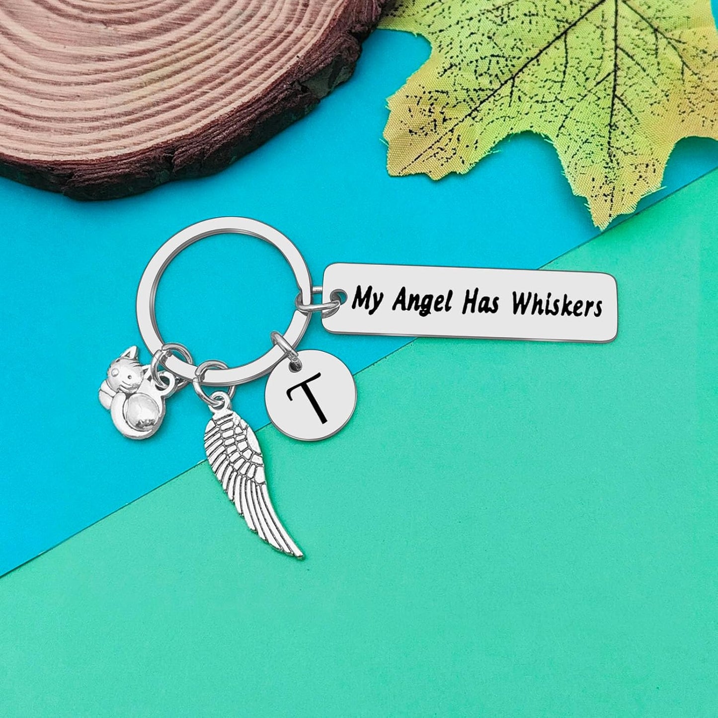 Dabihu Loss of Cat Memorial Keychain Initial Charm Jewelry Sympathy Gifts for Pet Loss in Memory of Cat Gifts for Cat Lovers