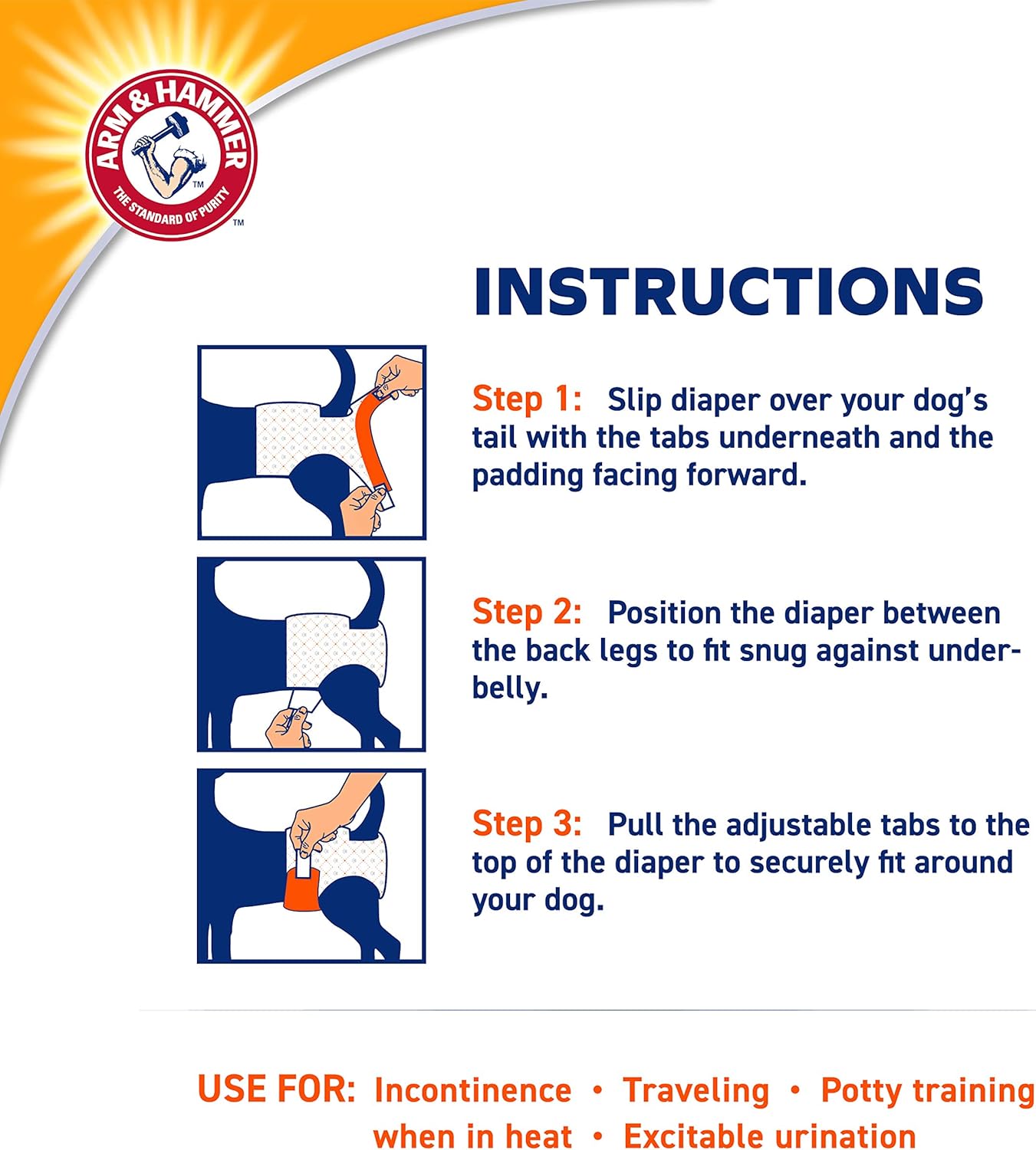 Arm & Hammer for Pets for Pets Female Dog Diapers, Size Small, Ultra-Absorbent, Adjustable Girl Dog Diapers with Leak-Proof Protection and Wetness Indicator (Pack of 6, 72 Count Total)
