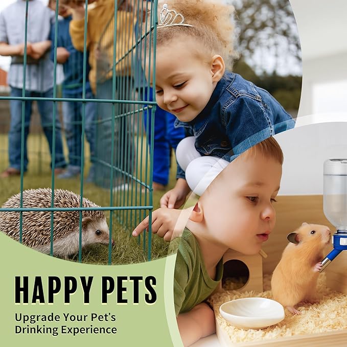 Choco Nose Patented Mini No-Drip Water Bottle/Feeder for Hamsters/Hedgehogs/Gliders/Rats/Mice/Other Small Pets and Animals - for Cages, Crates or Wall Mount. 10.2oz. Nozzle 10mm, Blue (C125)