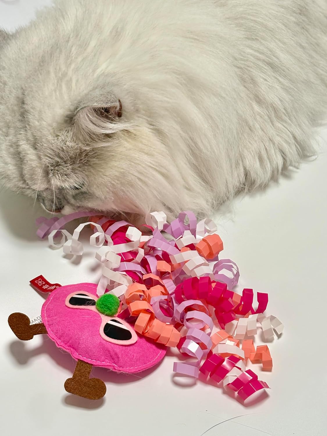 Catnip Toys for Cat,Kitten Chew Teeth Cleaning Toy,Interactive Plush Toys for Swatting and Playing,Curly-haired Figure Cat Toy (red)