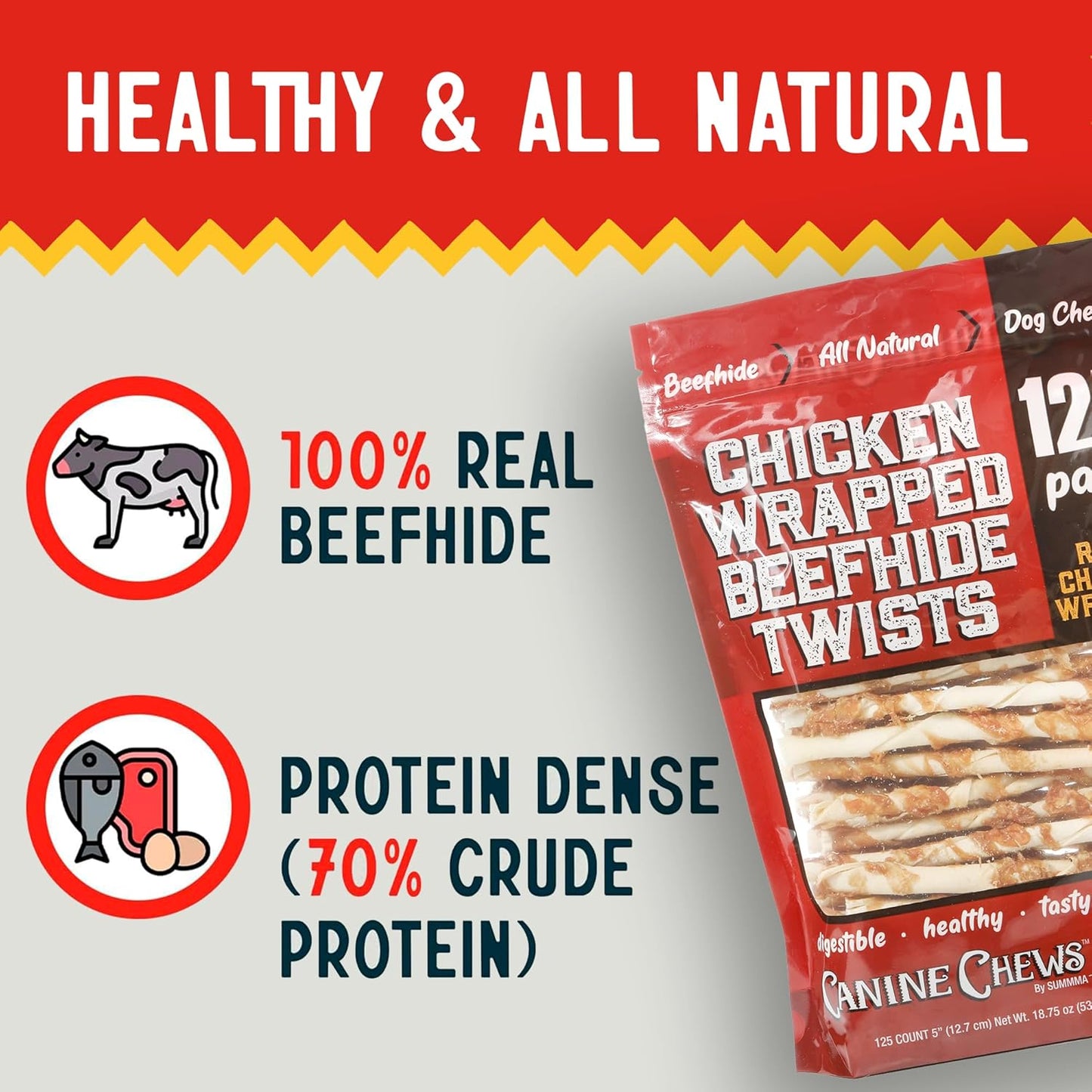 Canine Chews Chicken-Wrapped Rawhide Chews for Dogs (125 ct.) (Pack of 2)