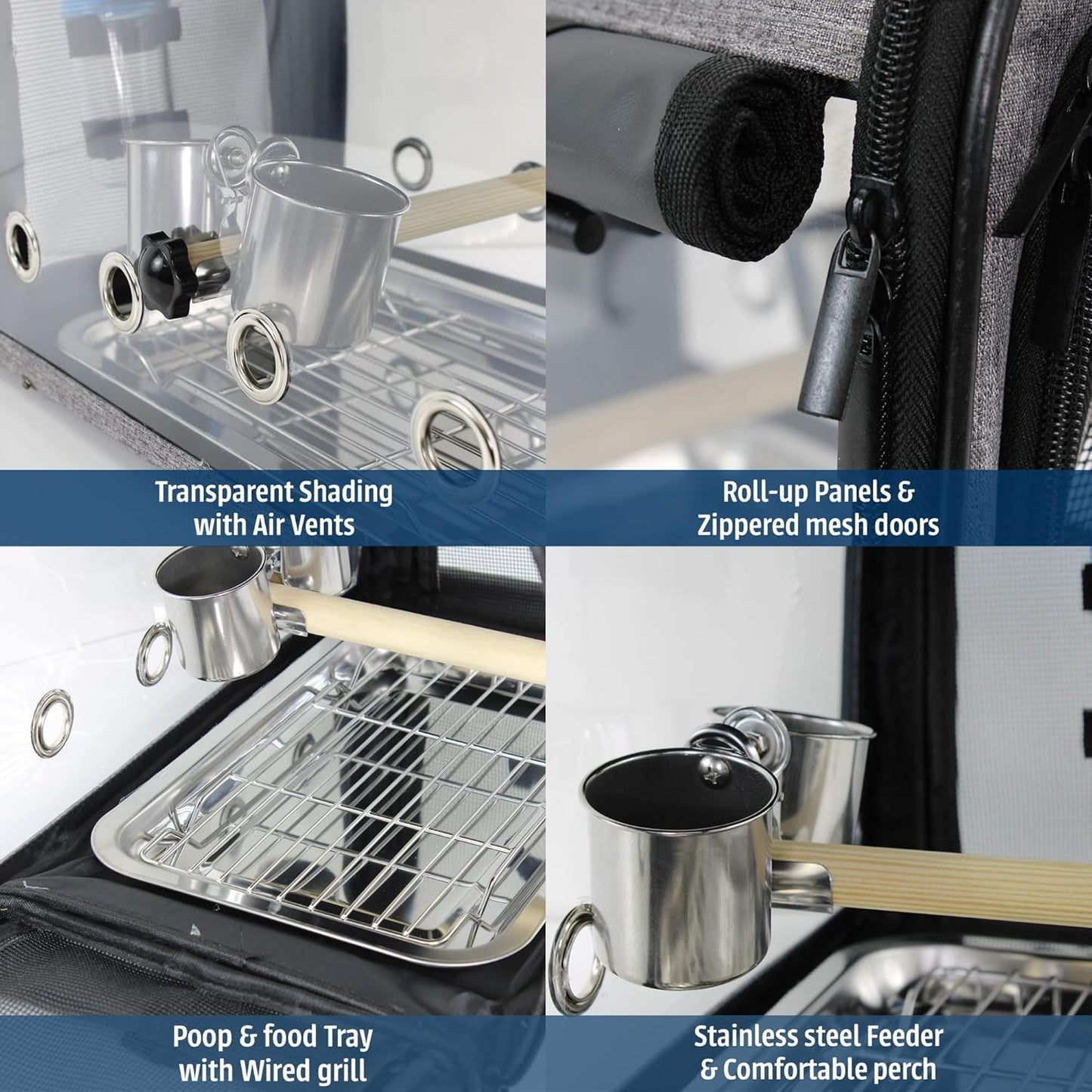 Bird Carrier Bag Bird Travel Cage with Stand, Lightweight Backpack for Parrot, Portable Bird Travel Bag, Pet Transparent Breathable Travel Cage