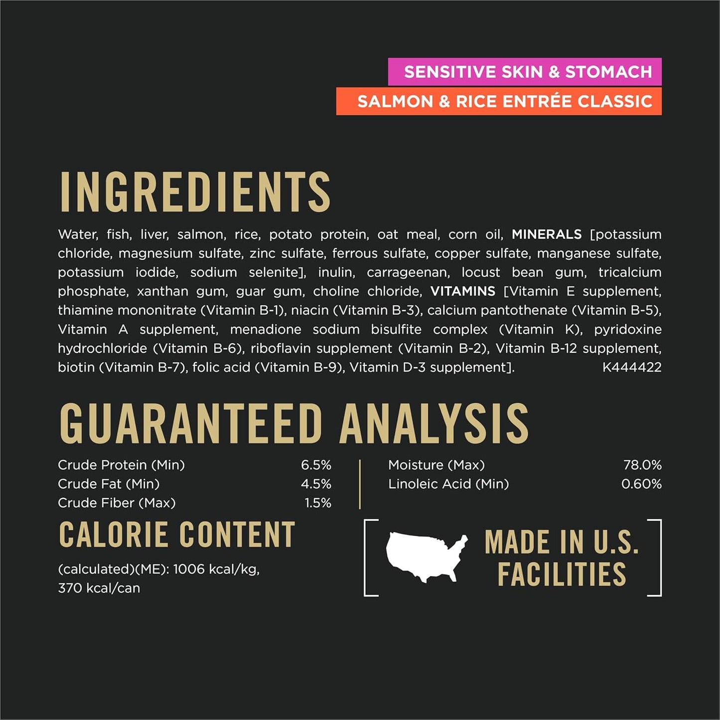 Purina Pro Plan Sensitive Skin and Stomach Dog Food Wet Classic Pate Salmon and Rice Entrée - (Pack of 12) 13 oz. Cans