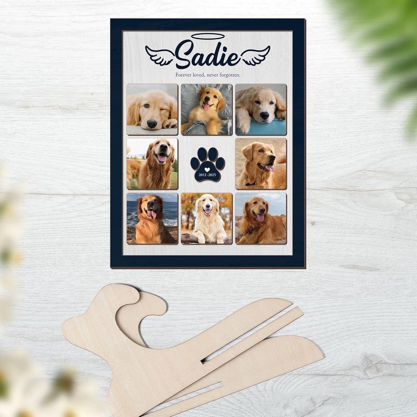 Custom Dog Memorial Photo Collage Sign – Personalized Dog/Cat Memorial Keepsake, Pet Loss Sympathy Gift, Custom Remembrance Gift with Multiple Pet Photos for Loss of Pet