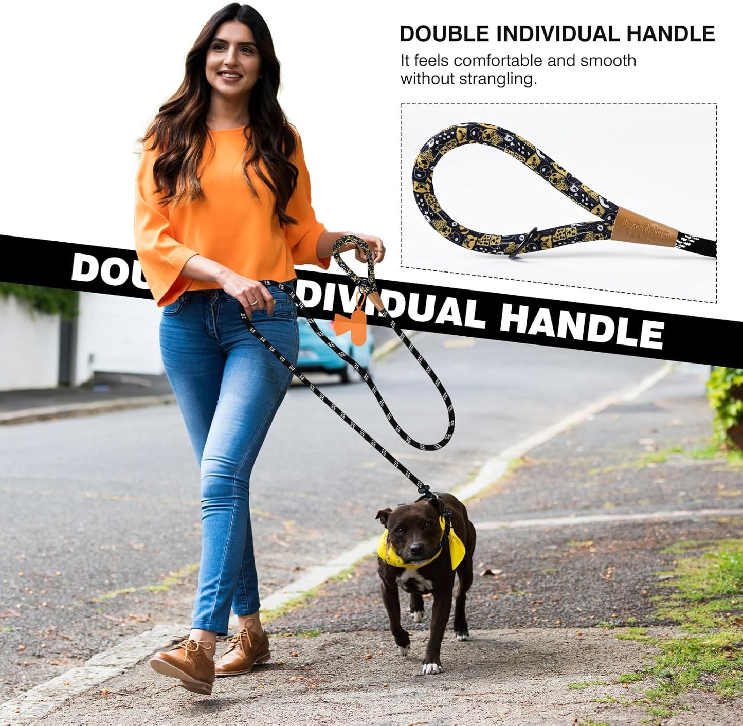 lynxking Slip Lead Dog Leash Reflective, Heavy Duty Comfortable Strong Rope for Large Medium Small Dogs No Pull Pet Training (Black, Large 1/2in x 6ft-Slip Lead)