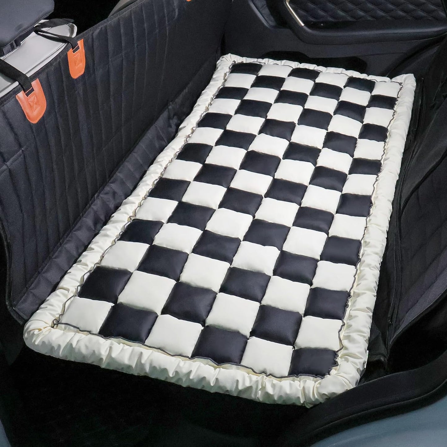 Dog Bed Mat for Car Back Seat,Waterproof Backseat Pet Bed Pad,Non-Slip Dog Car Seat Cover,Leather Pet Cushion Fit for Backseat Extenders and Trucks SUV (Black, 24.8x54 inch)