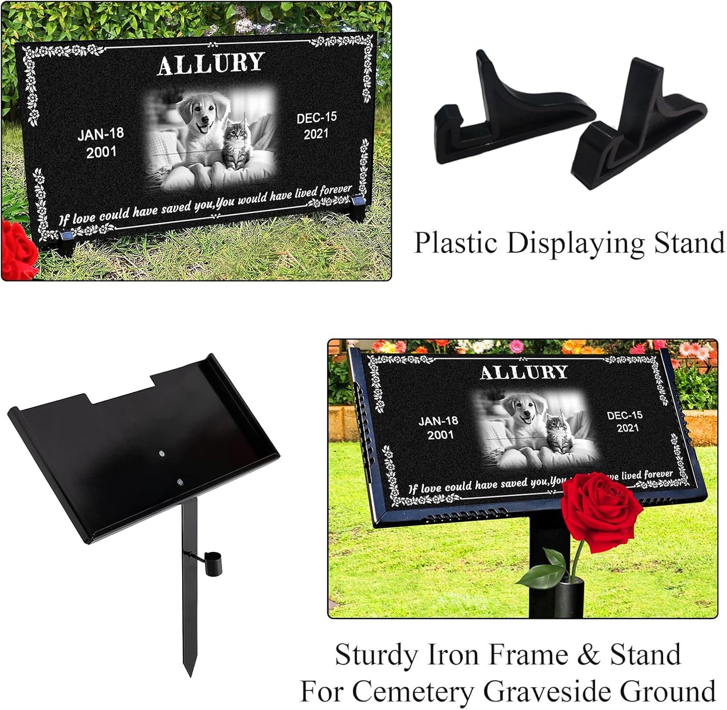 Pet Headstones for Dogs Personalized,Dogs Headstones, Cat Tombstone Outdoor,Black Granite Memorial Garden Stone Customized Gravestone Markers, Dog Gravestone Markers Gifts (Pet 2)
