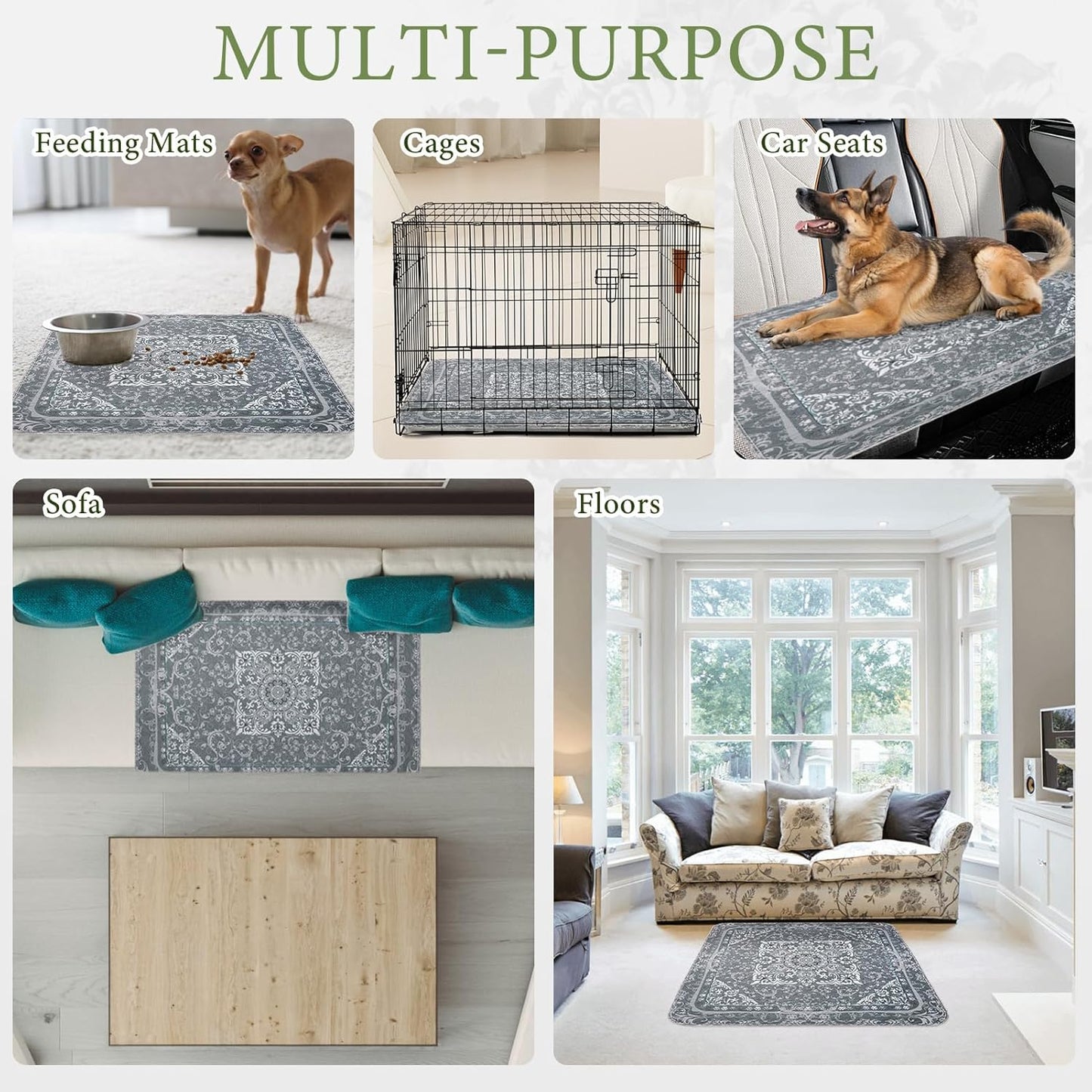 Homimp Washable Pee Pads for Dogs, 2 Pack Reusable Puppy Pads Waterproof, Absorbent and Leakproof Dog Pee Pads, Non Slip Puppy Training Pads, Pet Mat for Floor, Crate, Couch, Whelping,Grey, 36"x41"