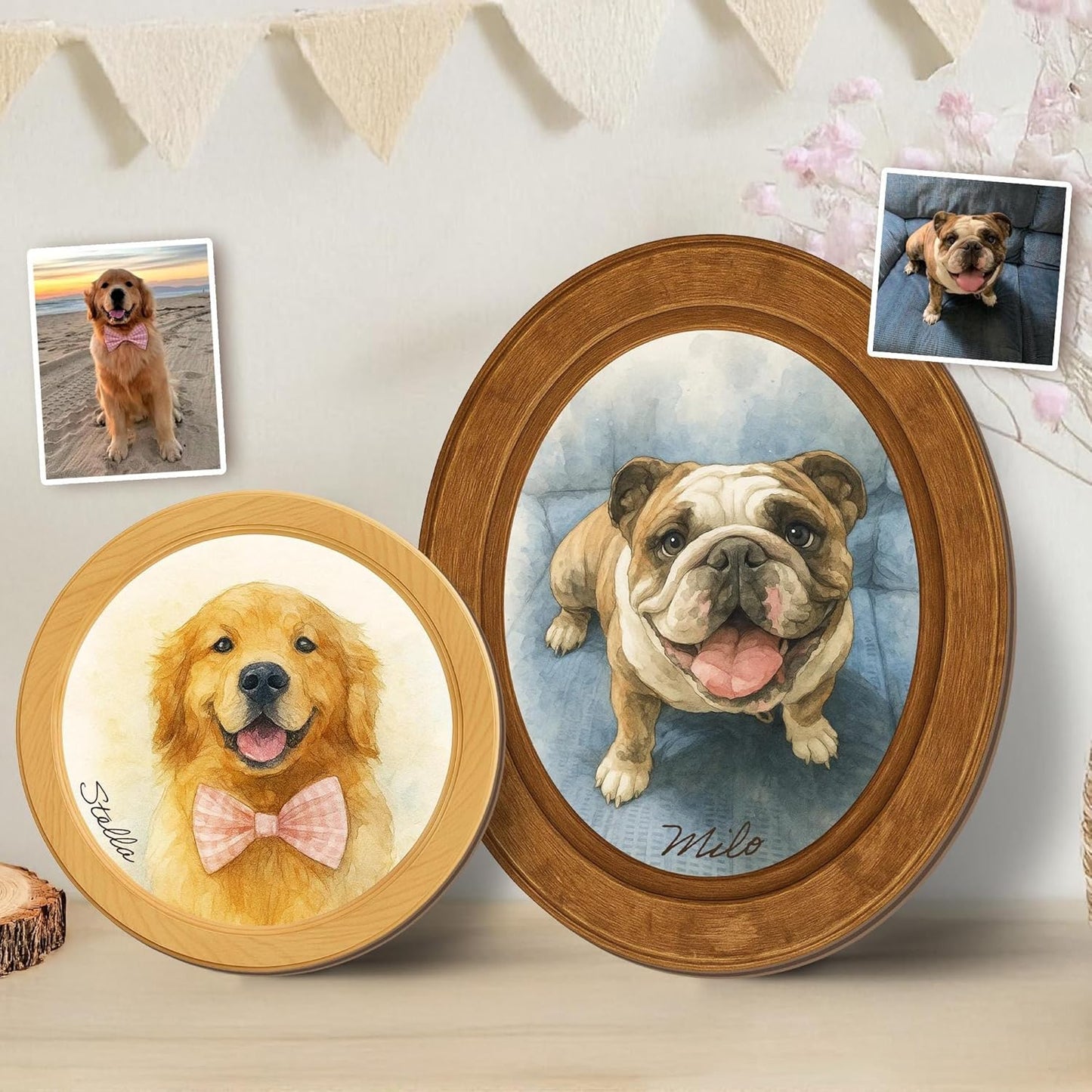 Personalized Pet Portrait on Wood – Custom Pet Portrait from Photo, Wooden Pet Memorial Keepsake, Pet Loss Sympathy Gift, Gift for Pet Lovers