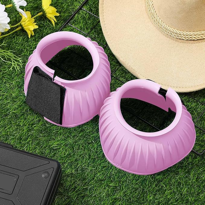 Abbylike Horse Bell Boots Protect Against Hoof Impact Trauma Rubber Bell Boots Horse Care for Turnout No Rub Design Comfort Quick Wrap Hook and Loop