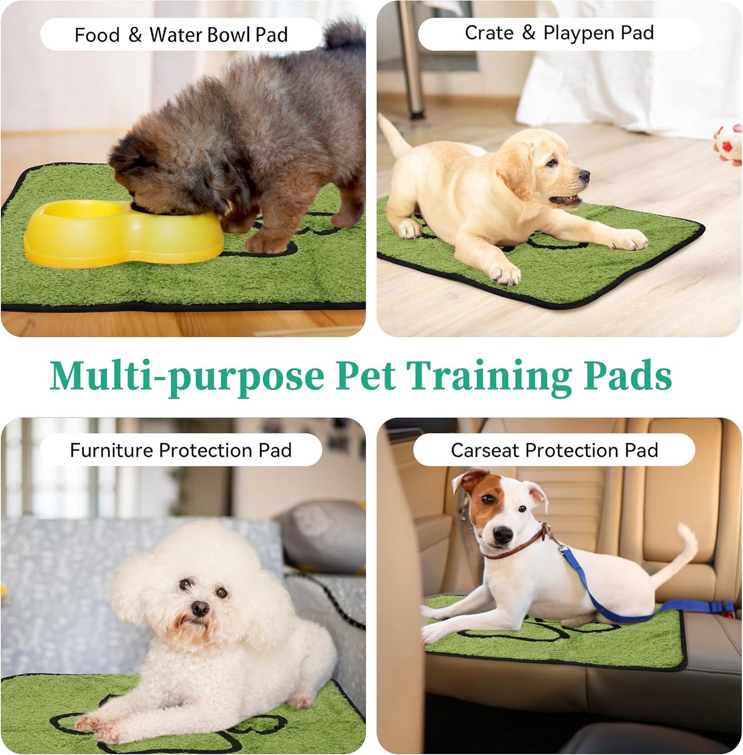 PatiencET Washable Pee Pads for Dogs, 18"x 24" Super Absorbent Embroidered Reusable Puppy Pads for Pet Training, Housebreaking and Incontinence, 2 Pack Puppy Potty Pads with Leakproof Non-Slip Bottom