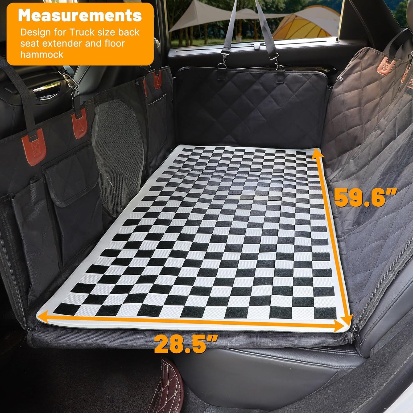 Manificent Non-Slip Pet Bed Mat for Truck Back Seat Extender, Hair Resistant Dog Blanket for Hard Bottom Dog Car Seat Cover, Anti Slip Pet Linner Backseat Cover Black Plaid XL