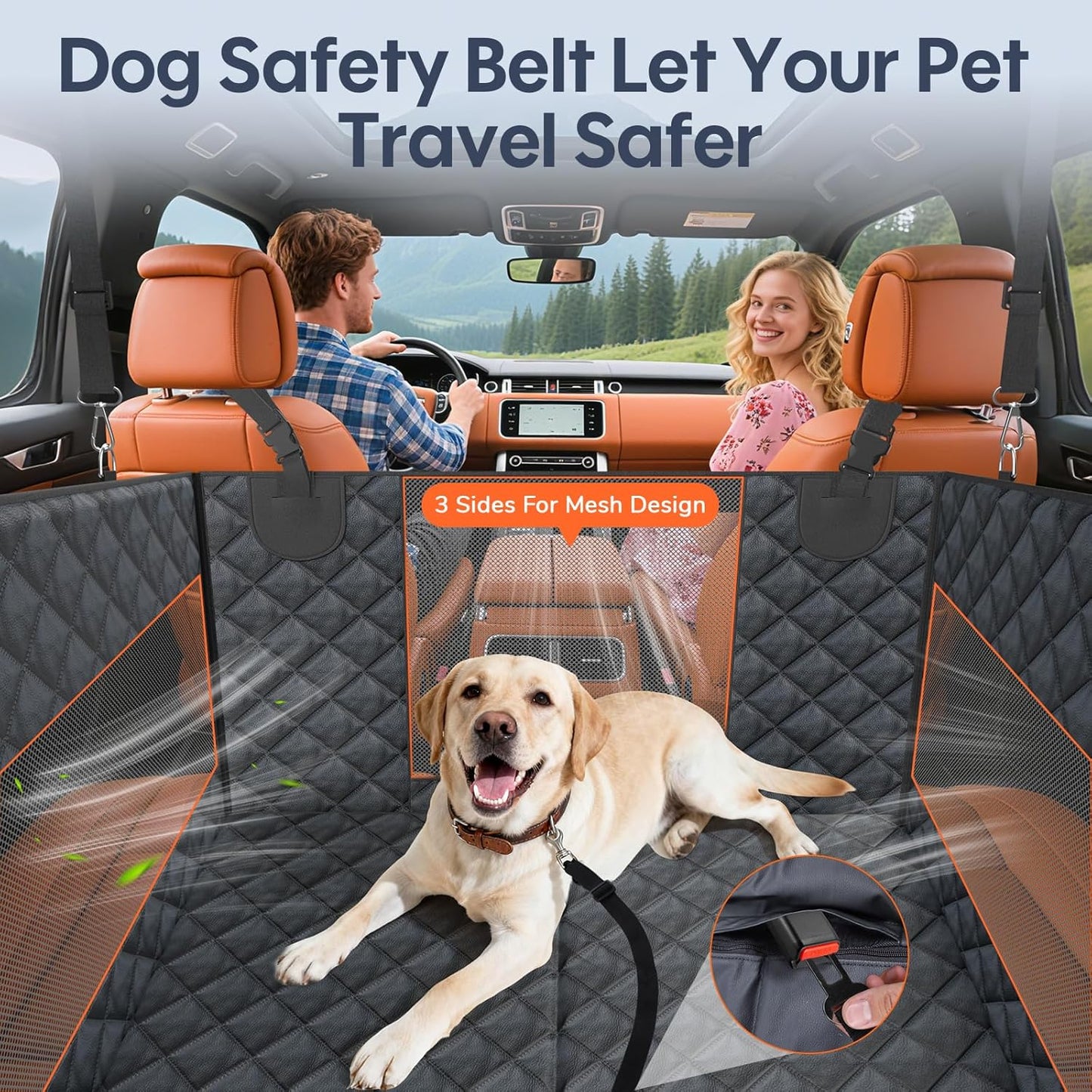 Dog Car Seat for Large Dogs - Hard Bottom Back Seat Extender for Dogs - Waterproof Non-Slip Pet Carseat for Medium Sized - Dog Hammock for Car SUV Truck