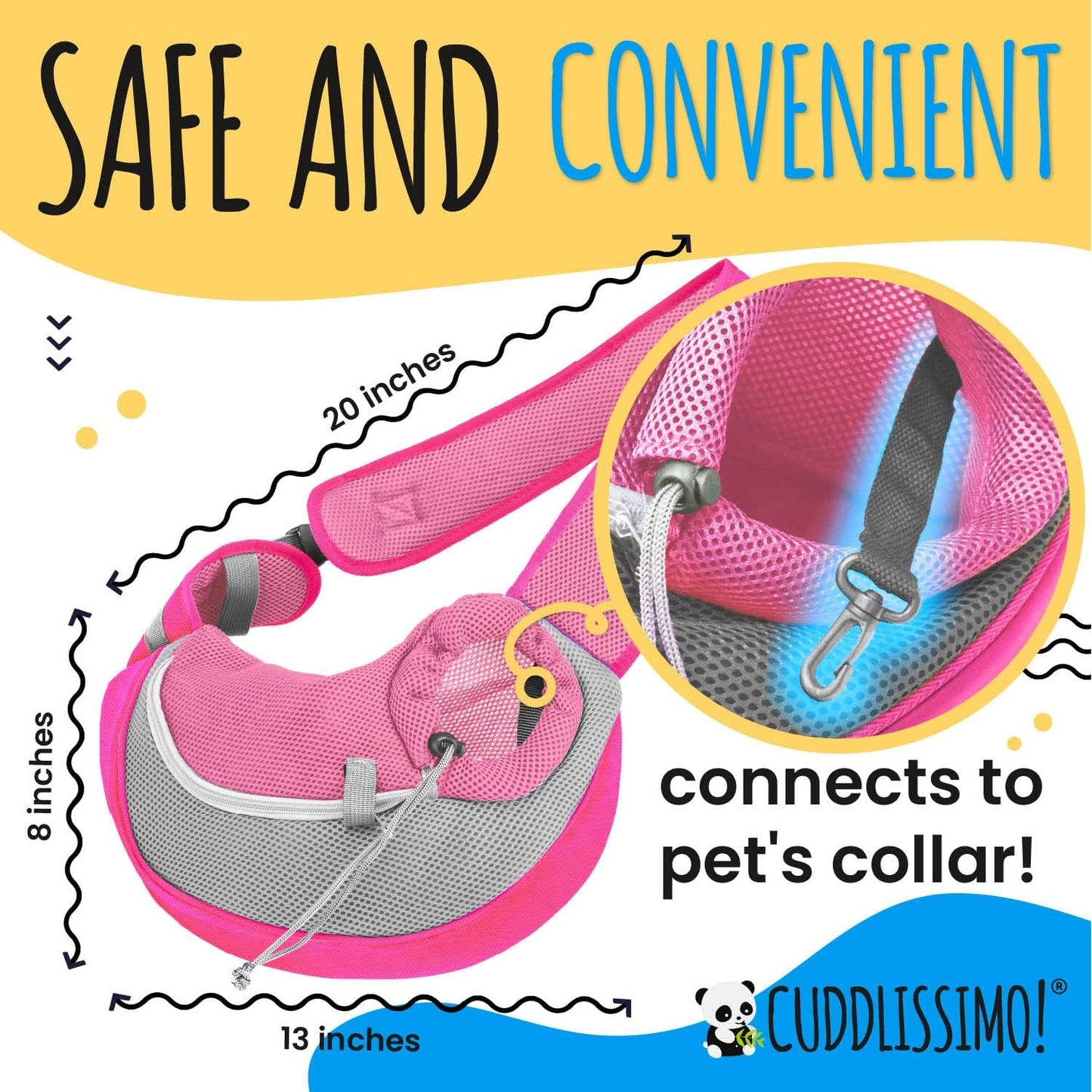 Pet Sling Carrier - Carefully Sized for Teacup & Toy Breed Puppies & Cats (Under 6lb) - Soft Pouch for Small Dogs, Yorkies, Chihuahuas - Ideal for Hands-Free Travel & Walks (Pink)