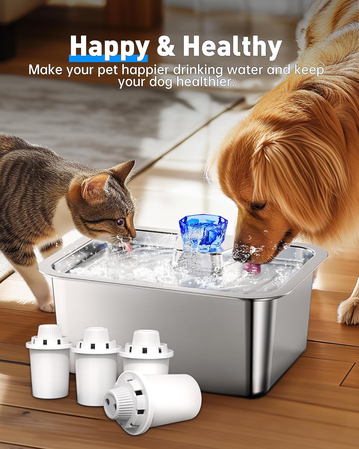 (4 Pack) Replacement Filters for lesotc Dog Water Fountain, High-Efficiency & Safer & Cleaner Replacement Water Filters for lesotc Large Dog Water Fountain/Dog Water Bowl Dispenser