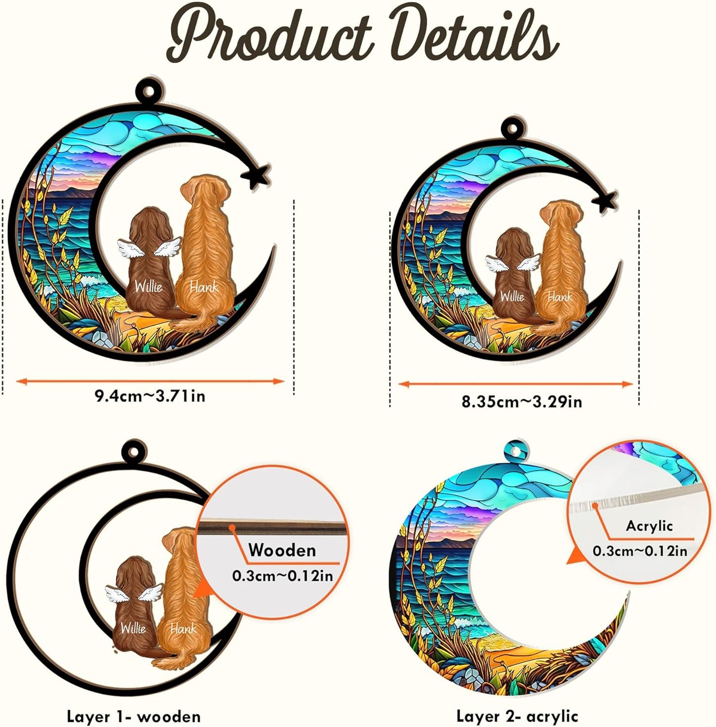 Personalized Dog Memorial Suncatcher – Custom Suncatcher with Name & Breed for Up to 3 Pets, Pet Loss Sympathy Gift, Memorial Keepsake for Dog Lovers