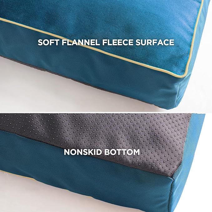 Bedsure XL Washable Dog Bed - 3 Inch Thicken Up to 100lbs Pet Mat Pillows with Removable Washable Cover, Blue