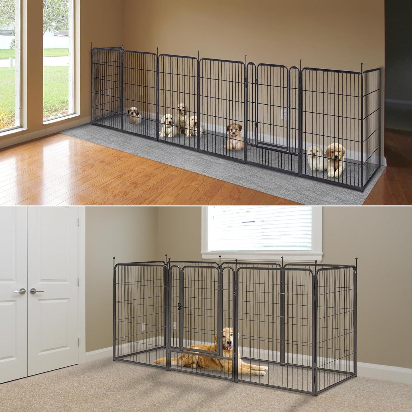 mestyl Dog Playpen, 40" Height 8 Panels Outdoor Pet Play Pen, Big Dog Exercise Play Pen for Large/Medium/Small Dogs, Foldable Puppy Pen for Indoor, Camping, RV, Anti-Rust Paint Finish, Quick Install