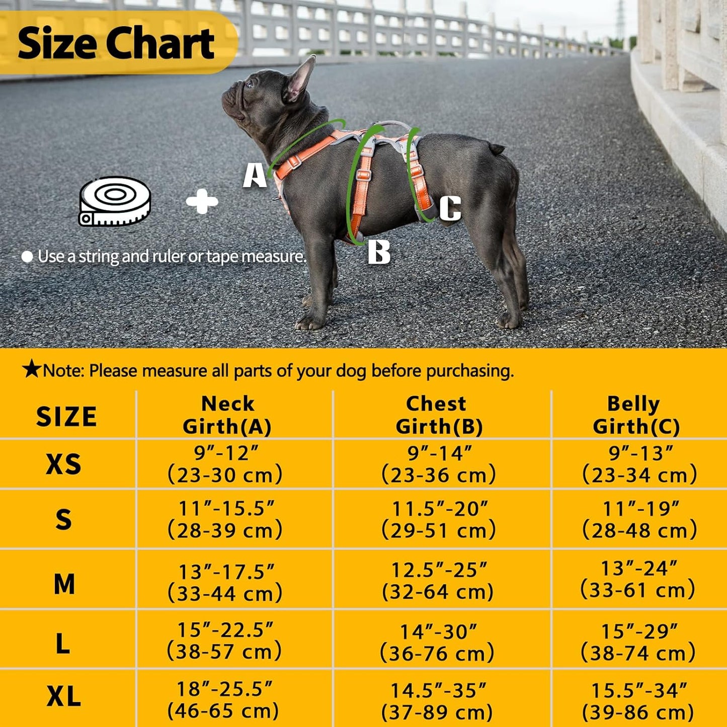 Huntboo Escape Proof Dog Harness, No Pull Reflective Harness with Lift Handle, Adjustable Pet Vest with Front and Back Leash Clips for Small Medium Large Dogs Walking Hiking Training (Orange,L)