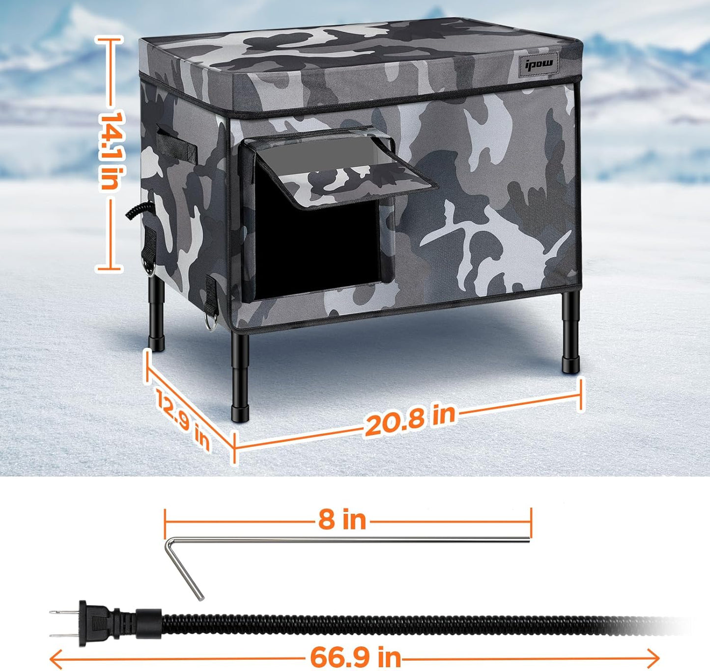 IPOW 6 Layers Ultra Sturdy Cat Houses for Outdoor Cats, 100% Waterproof with 900D Oxford Fabric & Fully Insulated Weatherproof Heated Plush Pad for Outside Stray Barn Cat