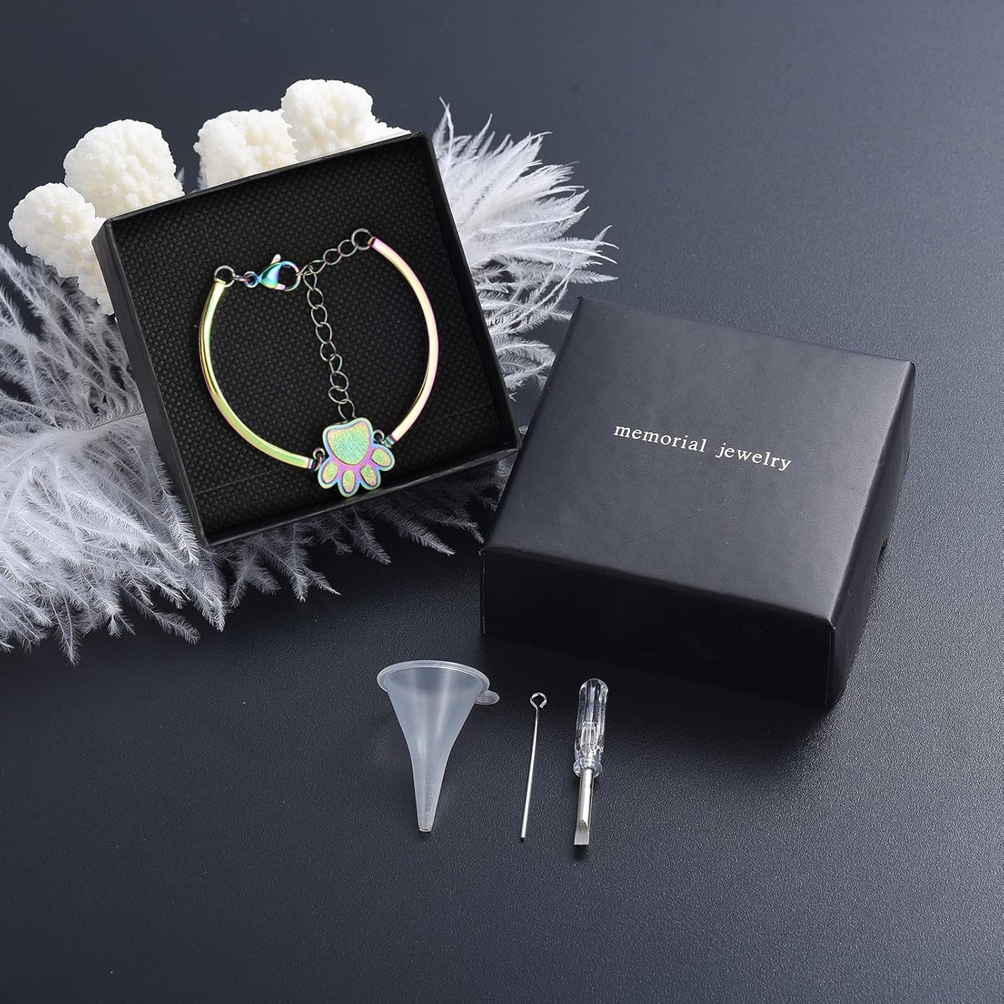 Pet Urns For Dogs/Cats - Pet Ashes Necklace - Paw Print Urn Necklace with Mini Keepsake Urn Memorial Ash Jewelry