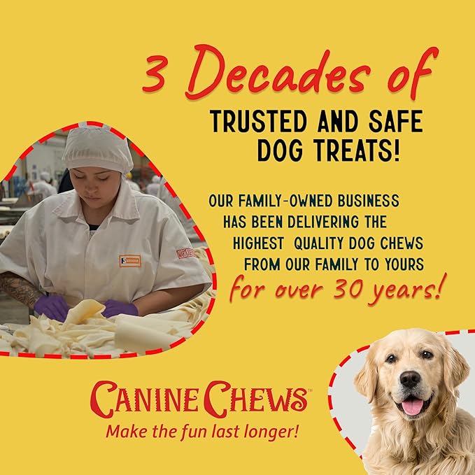 Canine Chews 10" Chicken Basted Dog Rawhide Retriever Rolls (50 Pack) - Natural Beef Dog Rawhide Chews - Healthy Dental Chews