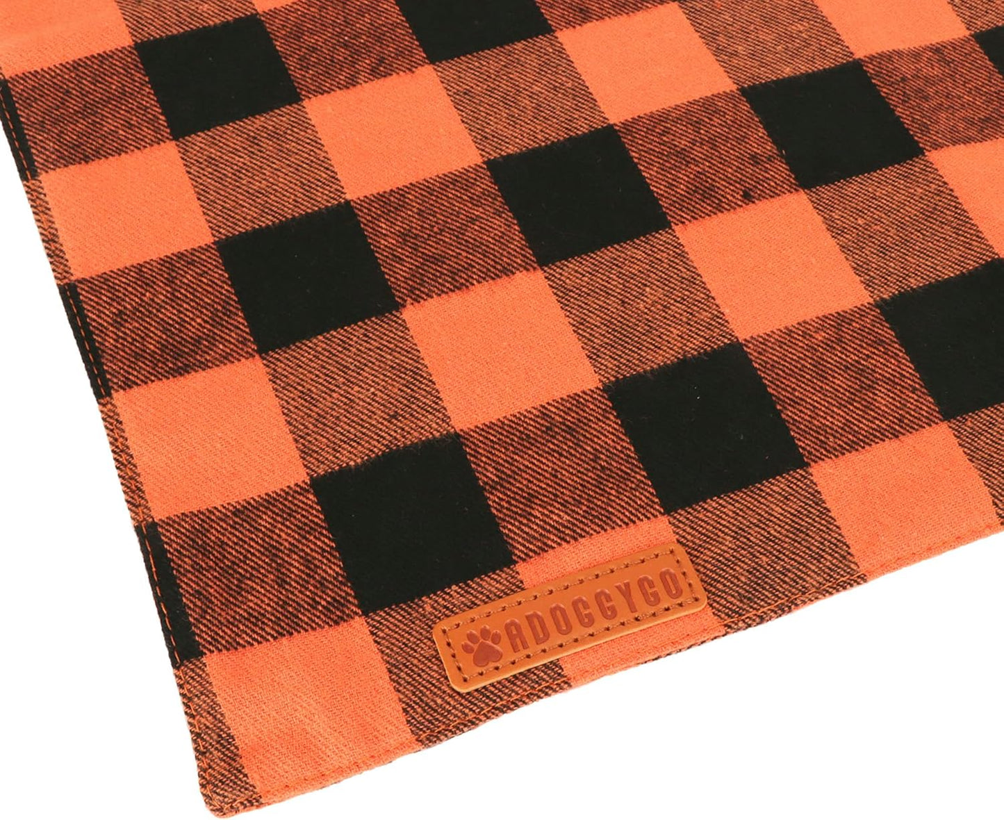 ADOGGYGO Fall Cat Bandanas 2 Pack, Premium Cotton Fabric, Orange Plaid Pet Halloween Thanksgiving Bandanas for Cat Kittens (Fall)