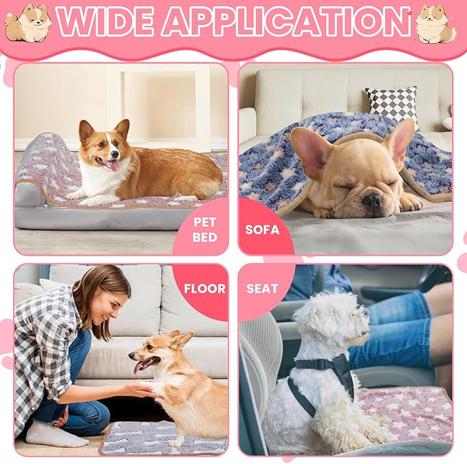 3 Pcs Dog Blanket Super Soft Pet Puppy Blankets Calming Pet Blanket for Small, Medium Large Dogs Warm Sleep Mat Washable Dog Blanket for Puppy Cat (30"×21")