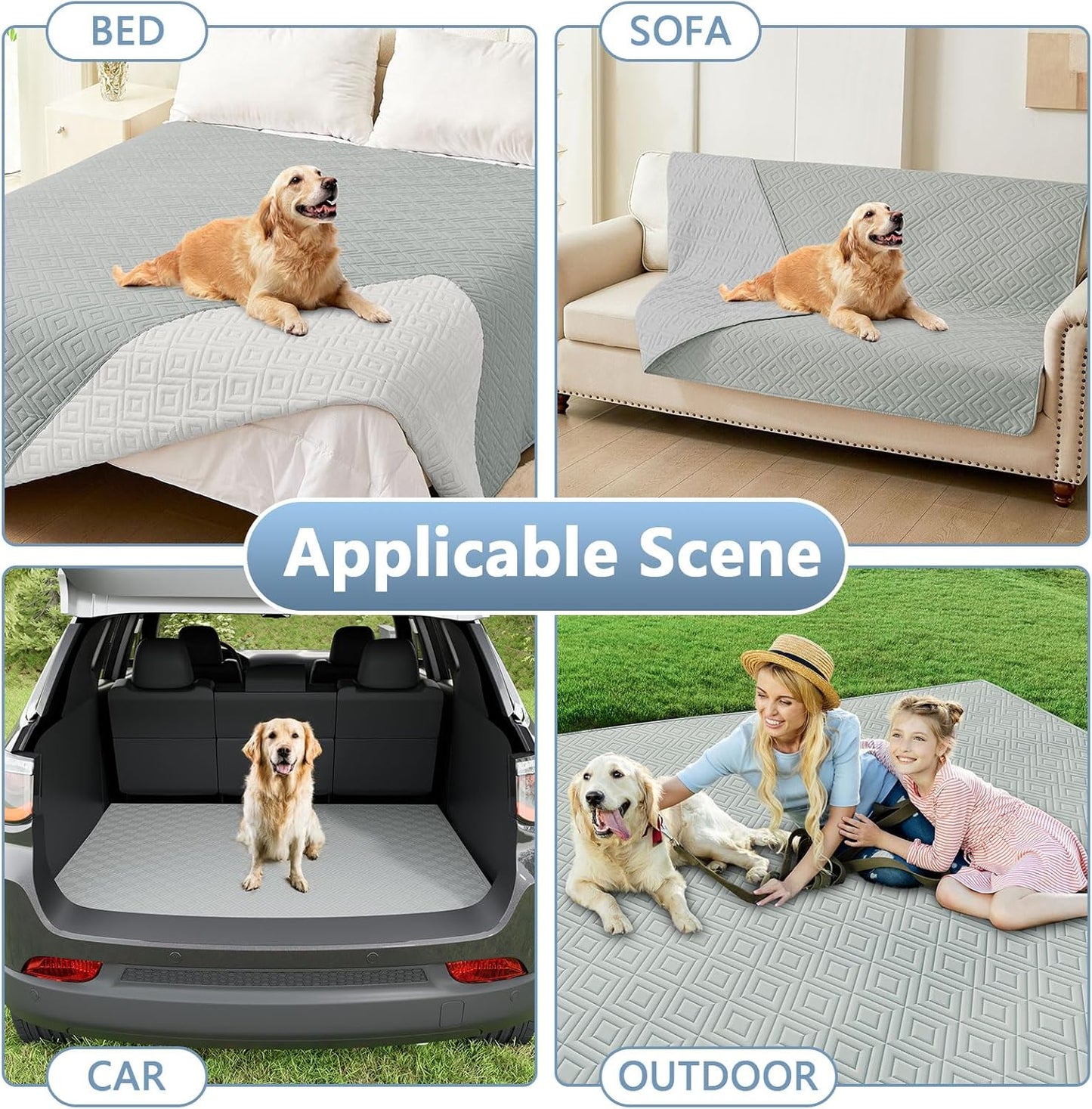 hyha Waterproof Dog Blanket, Soft Pet Bed Blankets, Waterproof Sofa Couch Cover for Dogs Washable, Reversible Pet Couch Covers for Sofa Furniture (82x102 Inch, Grey/Light Grey)