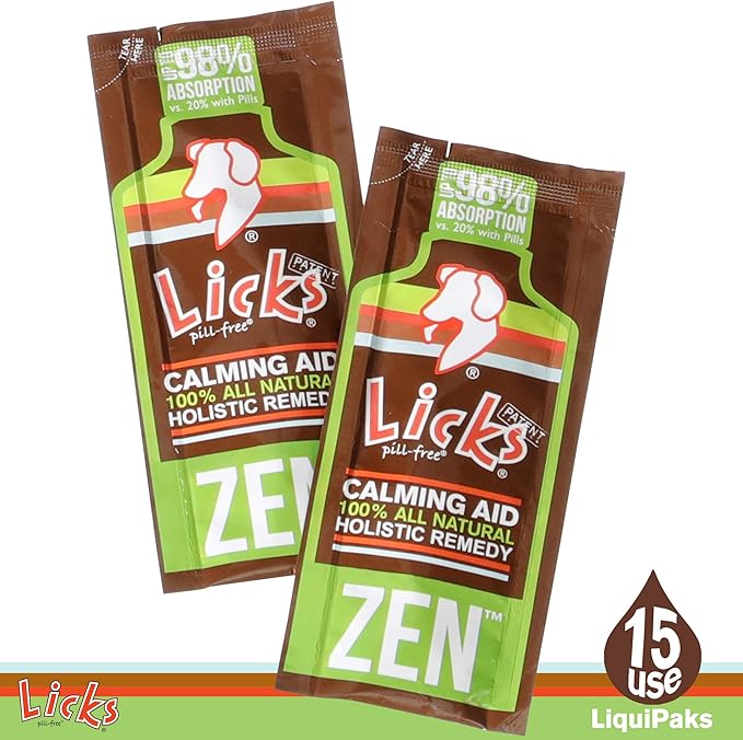Zen Dog Calming - Calming Aid Supplements for Aggressive Behavior & Nervousness - Treats for Stress Relief & Dog Health - Gel Packets - Roasted Chicken Flavor, 15 Use